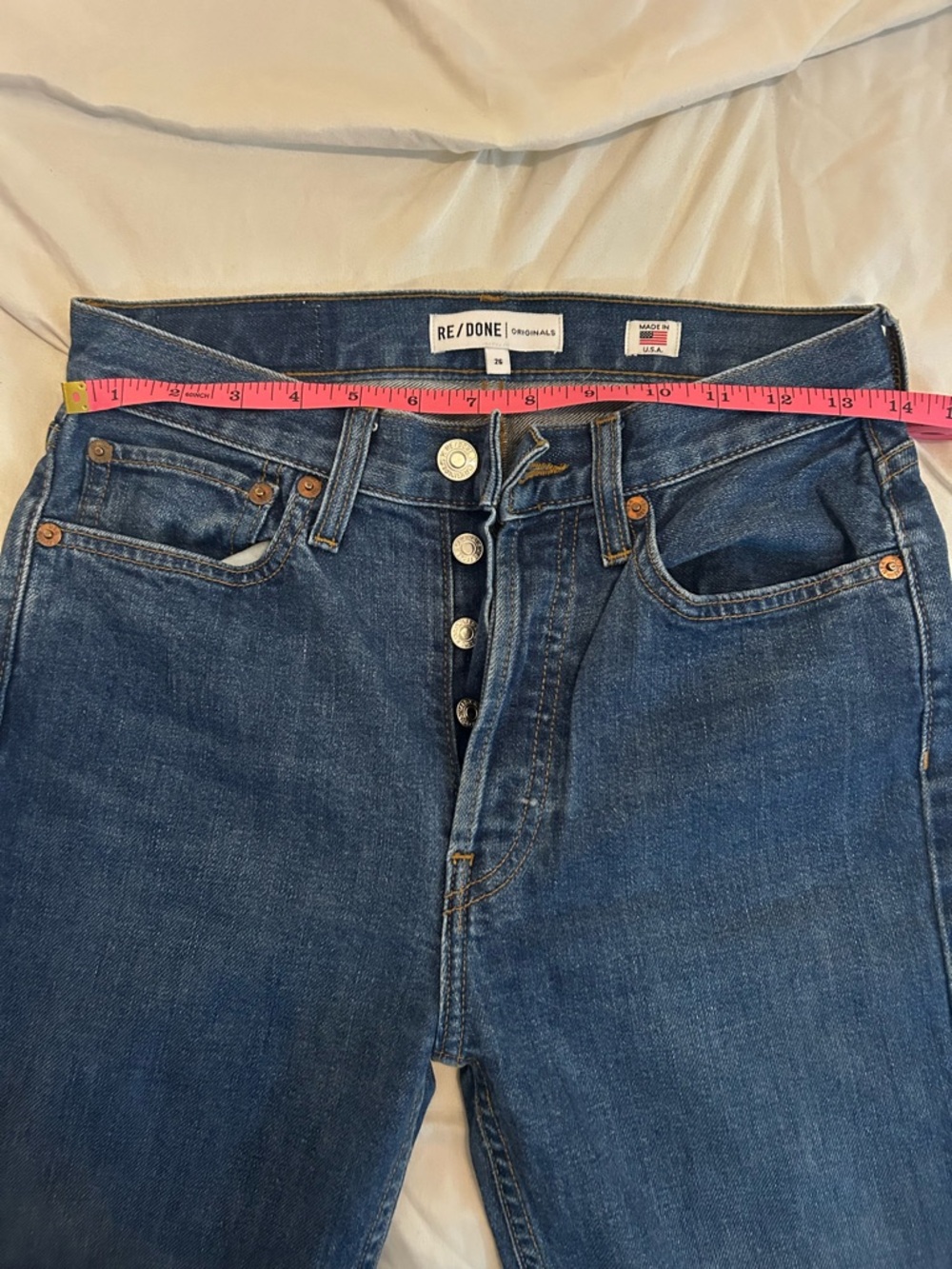Re/Done High Rise Jeans - Dark Blue 90’s High Rise ankle crop. Size 26. - Picture 13 of 14